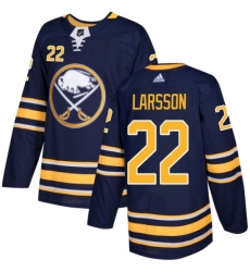 Men's Adidas Buffalo Sabres #22 Johan Larsson Authentic Navy Blue Home NHL Jersey
