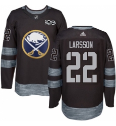 Men's Adidas Buffalo Sabres #22 Johan Larsson Premier Black 1917-2017 100th Anniversary NHL Jersey