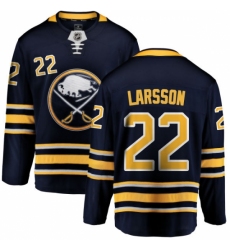 Men's Buffalo Sabres #22 Johan Larsson Fanatics Branded Navy Blue Home Breakaway NHL Jersey