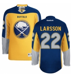 Men's Reebok Buffalo Sabres #22 Johan Larsson Authentic Gold New Third NHL Jersey