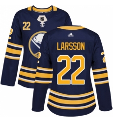 Women's Adidas Buffalo Sabres #22 Johan Larsson Authentic Navy Blue Home NHL Jersey