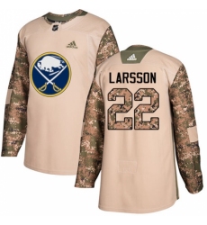 Youth Adidas Buffalo Sabres #22 Johan Larsson Authentic Camo Veterans Day Practice NHL Jersey
