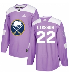 Youth Adidas Buffalo Sabres #22 Johan Larsson Authentic Purple Fights Cancer Practice NHL Jersey