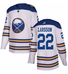 Youth Adidas Buffalo Sabres #22 Johan Larsson Authentic White 2018 Winter Classic NHL Jersey