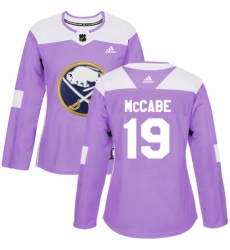 Women's Adidas Buffalo Sabres #19 Jake McCabe Authentic Purple Fights Cancer Practice NHL Jersey