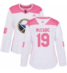 Women's Adidas Buffalo Sabres #19 Jake McCabe Authentic White/Pink Fashion NHL Jersey