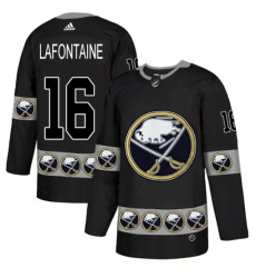 Men's Adidas Buffalo Sabres #16 Pat Lafontaine Authentic Black Team Logo Fashion NHL Jersey