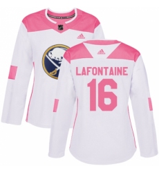 Women's Adidas Buffalo Sabres #16 Pat Lafontaine Authentic White/Pink Fashion NHL Jersey