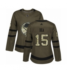 Women's Buffalo Sabres #15 Jean-Sebastien Dea Authentic Green Salute to Service Hockey Jersey