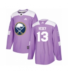 Men's Buffalo Sabres #13 Jimmy Vesey Authentic Purple Fights Cancer Practice Hockey Jersey