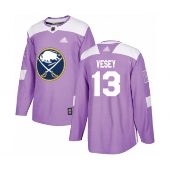 Men's Buffalo Sabres #13 Jimmy Vesey Authentic Purple Fights Cancer Practice Hockey Jersey Men's Buffalo Sabres #13 Jimmy Vesey Authentic Purple Fights Cancer Practice Hockey Jersey