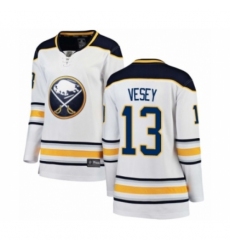 Women's Buffalo Sabres #13 Jimmy Vesey Fanatics Branded White Away Breakaway Hockey Jersey