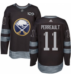 Men's Adidas Buffalo Sabres #11 Gilbert Perreault Authentic Black 1917-2017 100th Anniversary NHL Jersey