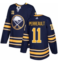 Men's Adidas Buffalo Sabres #11 Gilbert Perreault Authentic Navy Blue Home NHL Jersey