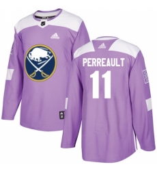 Men's Adidas Buffalo Sabres #11 Gilbert Perreault Authentic Purple Fights Cancer Practice NHL Jersey