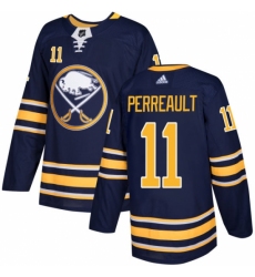 Men's Adidas Buffalo Sabres #11 Gilbert Perreault Premier Navy Blue Home NHL Jersey