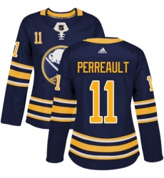 Women's Adidas Buffalo Sabres #11 Gilbert Perreault Authentic Navy Blue Home NHL Jersey