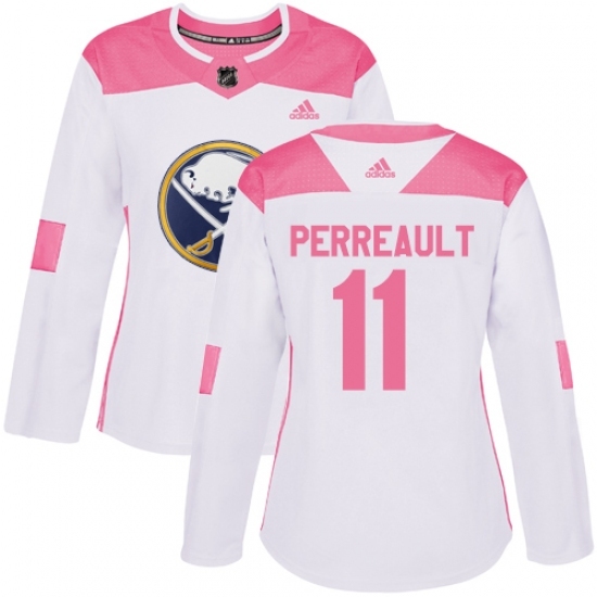Women's Adidas Buffalo Sabres #11 Gilbert Perreault Authentic White/Pink Fashion NHL Jersey Women's Adidas Buffalo Sabres #11 Gilbert Perreault Authentic White/Pink Fashion NHL Jersey