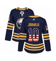 Women's Buffalo Sabres #10 Henri Jokiharju Authentic Navy Blue USA Flag Fashion Hockey Jersey
