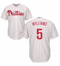Men's Majestic Philadelphia Phillies #5 Nick Williams Replica White/Red Strip Home Cool Base MLB Jersey