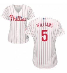 Women's Majestic Philadelphia Phillies #5 Nick Williams Replica White/Red Strip Home Cool Base MLB Jersey
