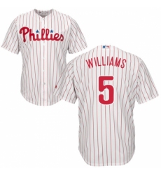 Youth Majestic Philadelphia Phillies #5 Nick Williams Authentic White/Red Strip Home Cool Base MLB Jersey