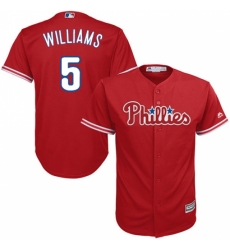 Youth Majestic Philadelphia Phillies #5 Nick Williams Replica Red Alternate Cool Base MLB Jersey