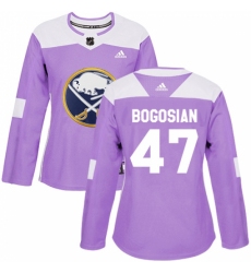 Women's Adidas Buffalo Sabres #47 Zach Bogosian Authentic Purple Fights Cancer Practice NHL Jersey