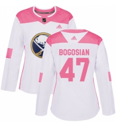 Women's Adidas Buffalo Sabres #47 Zach Bogosian Authentic White/Pink Fashion NHL Jersey