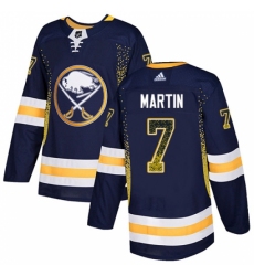 Men's Adidas Buffalo Sabres #7 Rick Martin Authentic Navy Blue Drift Fashion NHL Jersey