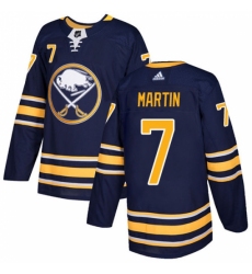 Men's Adidas Buffalo Sabres #7 Rick Martin Authentic Navy Blue Home NHL Jersey