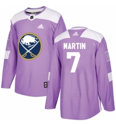 Men's Adidas Buffalo Sabres #7 Rick Martin Authentic Purple Fights Cancer Practice NHL Jersey