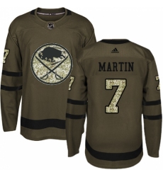 Men's Adidas Buffalo Sabres #7 Rick Martin Premier Green Salute to Service NHL Jersey