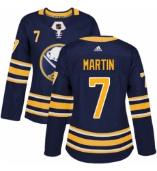 Women's Adidas Buffalo Sabres #7 Rick Martin Authentic Navy Blue Home NHL Jersey