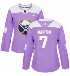Women's Adidas Buffalo Sabres #7 Rick Martin Authentic Purple Fights Cancer Practice NHL Jersey