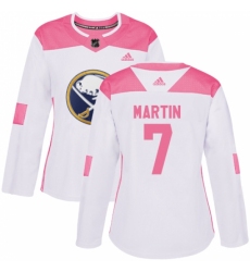 Women's Adidas Buffalo Sabres #7 Rick Martin Authentic White/Pink Fashion NHL Jersey