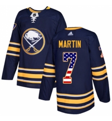 Youth Adidas Buffalo Sabres #7 Rick Martin Authentic Navy Blue USA Flag Fashion NHL Jersey