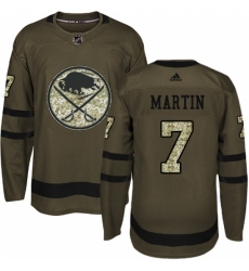 Youth Adidas Buffalo Sabres #7 Rick Martin Premier Green Salute to Service NHL Jersey