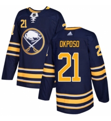 Men's Adidas Buffalo Sabres #21 Kyle Okposo Authentic Navy Blue Home NHL Jersey