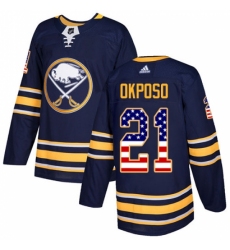 Men's Adidas Buffalo Sabres #21 Kyle Okposo Authentic Navy Blue USA Flag Fashion NHL Jersey