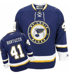Men's Reebok St. Louis Blues #41 Robert Bortuzzo Authentic Navy Blue Third NHL Jersey