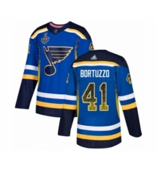 Men's St. Louis Blues #41 Robert Bortuzzo Authentic Blue Drift Fashion 2019 Stanley Cup Final Bound Hockey Jersey