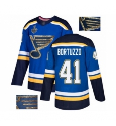 Men's St. Louis Blues #41 Robert Bortuzzo Authentic Royal Blue Fashion Gold 2019 Stanley Cup Final Bound Hockey Jersey