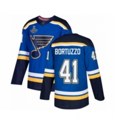 Men's St. Louis Blues #41 Robert Bortuzzo Authentic Royal Blue Home 2019 Stanley Cup Champions Hockey Jersey