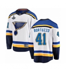 Men's St. Louis Blues #41 Robert Bortuzzo Fanatics Branded White Away Breakaway 2019 Stanley Cup Champions Hockey Jersey