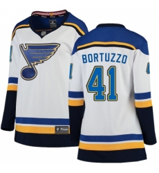 Women's St. Louis Blues #41 Robert Bortuzzo Fanatics Branded White Away Breakaway NHL Jersey