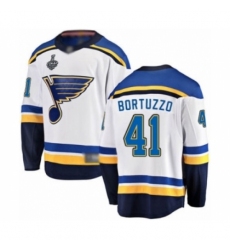 Youth St. Louis Blues #41 Robert Bortuzzo Fanatics Branded White Away Breakaway 2019 Stanley Cup Final Bound Hockey JerseyJersey