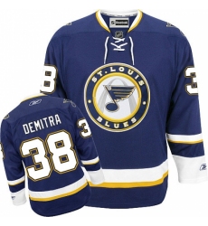 Men's Reebok St. Louis Blues #38 Pavol Demitra Authentic Navy Blue Third NHL Jersey