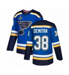 Men's St. Louis Blues #38 Pavol Demitra Authentic Royal Blue Home 2019 Stanley Cup Champions Hockey Jersey