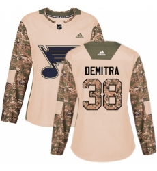 Women's Adidas St. Louis Blues #38 Pavol Demitra Authentic Camo Veterans Day Practice NHL Jersey